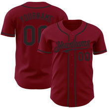 Load image into Gallery viewer, Custom Crimson Black Authentic Baseball Jersey
