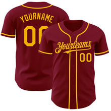 Load image into Gallery viewer, Custom Crimson Gold Authentic Baseball Jersey
