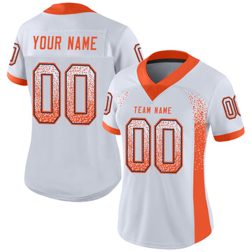 Custom White Orange-Navy Drift Fashion Football Jersey