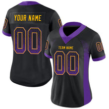 Load image into Gallery viewer, Custom Black Purple-Gold Drift Fashion Football Jersey
