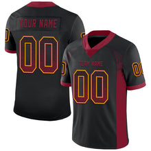 Load image into Gallery viewer, Custom Black Crimson-Yellow Drift Fashion Football Jersey
