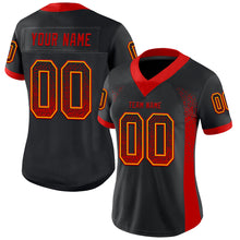 Load image into Gallery viewer, Custom Black Red-Gold Drift Fashion Football Jersey
