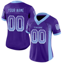 Load image into Gallery viewer, Custom Purple Light Blue-White Drift Fashion Football Jersey
