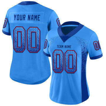 Custom Powder Blue Royal-Red Drift Fashion Football Jersey