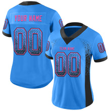 Load image into Gallery viewer, Custom Powder Blue Black-Pink Mesh Drift Fashion Football Jersey

