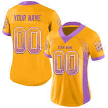 Load image into Gallery viewer, Custom Gold Medium Purple-White Drift Fashion Football Jersey
