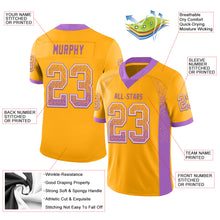 Load image into Gallery viewer, Custom Gold Medium Purple-White Drift Fashion Football Jersey
