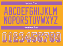 Load image into Gallery viewer, Custom Gold Medium Purple-White Drift Fashion Football Jersey
