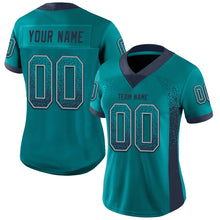 Load image into Gallery viewer, Custom Teal Navy-Gray Drift Fashion Football Jersey
