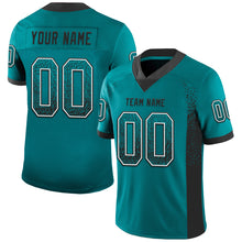 Load image into Gallery viewer, Custom Teal Black-White Drift Fashion Football Jersey
