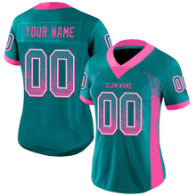 Load image into Gallery viewer, Custom Teal Pink-White Drift Fashion Football Jersey
