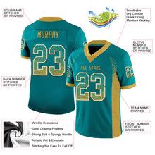 Load image into Gallery viewer, Custom Teal Old Gold-White Drift Fashion Football Jersey
