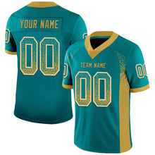 Load image into Gallery viewer, Custom Teal Old Gold-White Drift Fashion Football Jersey
