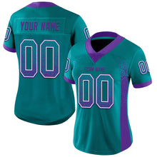 Load image into Gallery viewer, Custom Teal Purple-White Drift Fashion Football Jersey
