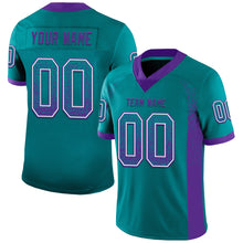 Load image into Gallery viewer, Custom Teal Purple-White Drift Fashion Football Jersey
