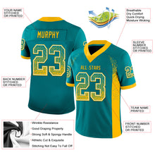 Load image into Gallery viewer, Custom Teal Gold-White Drift Fashion Football Jersey

