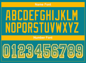 Custom Teal Gold-White Drift Fashion Football Jersey