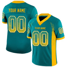 Load image into Gallery viewer, Custom Teal Gold-White Drift Fashion Football Jersey
