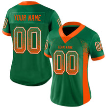Load image into Gallery viewer, Custom Kelly Green Orange-White Drift Fashion Football Jersey
