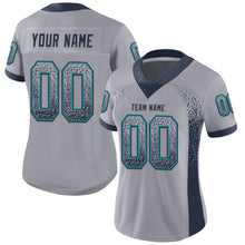 Load image into Gallery viewer, Custom Gray Navy-Teal Drift Fashion Football Jersey
