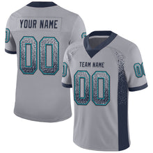Load image into Gallery viewer, Custom Gray Navy-Teal Drift Fashion Football Jersey
