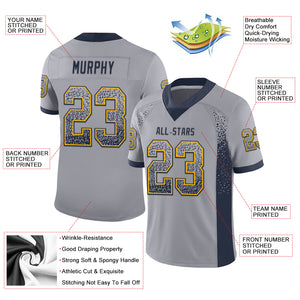 Custom Gray Navy-Gold Drift Fashion Football Jersey