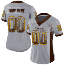Load image into Gallery viewer, Custom Gray Brown-Gold Drift Fashion Football Jersey

