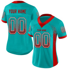 Load image into Gallery viewer, Custom Aqua Red-White Drift Fashion Football Jersey
