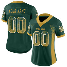 Load image into Gallery viewer, Custom Green Old Gold-White Mesh Drift Fashion Football Jersey
