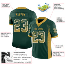 Load image into Gallery viewer, Custom Green Old Gold-White Mesh Drift Fashion Football Jersey
