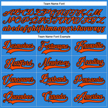 Load image into Gallery viewer, Custom Powder Blue Orange-Black Hockey Lace Neck Jersey
