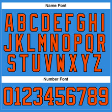 Load image into Gallery viewer, Custom Powder Blue Orange-Black Hockey Lace Neck Jersey
