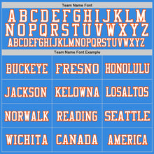 Load image into Gallery viewer, Custom Powder Blue Orange-White Mesh Authentic Throwback Football Jersey
