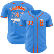 Load image into Gallery viewer, Custom Electric Blue Orange-White Authentic Baseball Jersey
