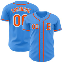 Load image into Gallery viewer, Custom Electric Blue Orange-White Authentic Baseball Jersey
