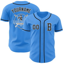 Load image into Gallery viewer, Custom Electric Blue Black-White Authentic Baseball Jersey
