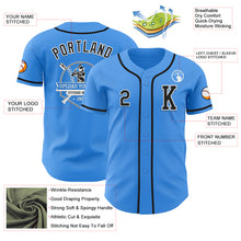 Load image into Gallery viewer, Custom Electric Blue Black-White Authentic Baseball Jersey
