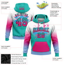 Load image into Gallery viewer, Custom Stitched White Aqua Hot Pink Light Blue-Black Fade Fashion Splash Sports Pullover Sweatshirt Hoodie
