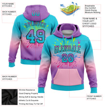Load image into Gallery viewer, Custom Stitched Lakes Blue Medium Purple Light Pink-Black Fade Fashion Splash Sports Pullover Sweatshirt Hoodie
