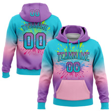 Load image into Gallery viewer, Custom Stitched Lakes Blue Medium Purple Light Pink-Black Fade Fashion Splash Sports Pullover Sweatshirt Hoodie
