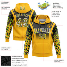 Load image into Gallery viewer, Custom Stitched Black Gold-Neon Green Fade Fashion Leopard Print Sports Pullover Sweatshirt Hoodie
