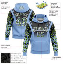 Load image into Gallery viewer, Custom Stitched Black Light Blue-Neon Green Fade Fashion Leopard Print Sports Pullover Sweatshirt Hoodie
