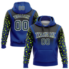 Load image into Gallery viewer, Custom Stitched Black Royal-Neon Green Fade Fashion Leopard Print Sports Pullover Sweatshirt Hoodie
