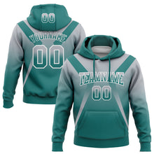 Load image into Gallery viewer, Custom Stitched Gray Teal-White Fade Fashion Arrow Sports Pullover Sweatshirt Hoodie
