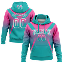 Load image into Gallery viewer, Custom Stitched Pink Aqua-White Fade Fashion Arrow Sports Pullover Sweatshirt Hoodie
