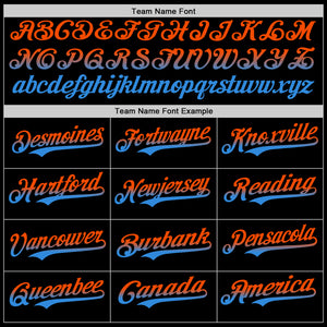 Custom Black Orange-Electric Blue Authentic Fade Fashion Baseball Jersey