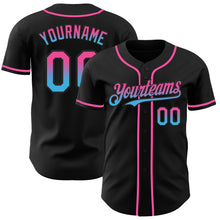 Load image into Gallery viewer, Custom Black Pink-Sky Blue Authentic Fade Fashion Baseball Jersey
