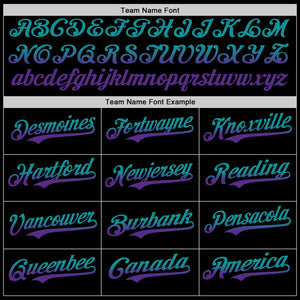 Custom Black Teal-Purple Authentic Fade Fashion Baseball Jersey