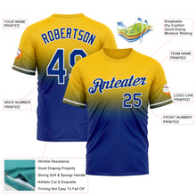 Load image into Gallery viewer, Custom Yellow Royal-White Fade Fashion Performance T-Shirt
