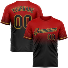Load image into Gallery viewer, Custom Red Black-Old Gold Fade Fashion Performance T-Shirt
